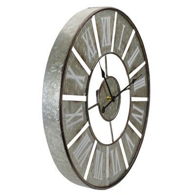  Northlight 18" Round Galvanized Metal Roman Numeral Wall Clock