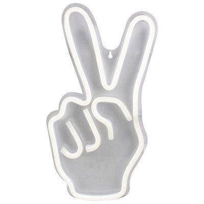  Northlight 15” Bright White Neon Style Peace Fingers LED Lighted Wall Sign