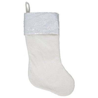  Northlight 20" Gold And White Reversible Sequin Cuff Christmas Stocking