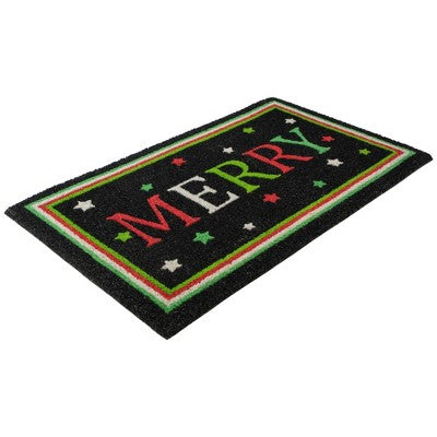  Northlight Black Coir "Merry" Christmas Doormat 18" X 30"