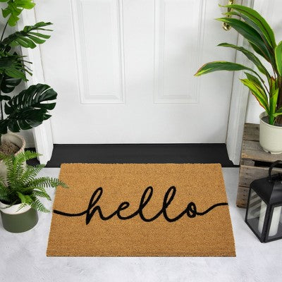  Northlight Natural Coir "Hello" Outdoor Doormat 18" X 30"