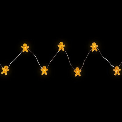  Northlight 20-Count LED Mini Gingerbread Men Christmas Fairy Lights, 6.5 Ft Silver Wire