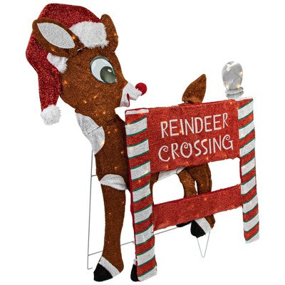  Northlight 36" LED Lighted Rudolph Reindeer Crossing Outdoor Christmas Sign Decoration