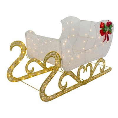  Northlight 48" LED Lighted Glitter Reindeer With Sleigh Outdoor Christmas Decoration