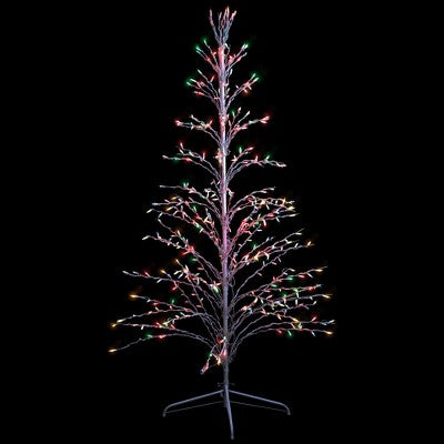  Northlight 6' Prelit Artificial Christmas Tree White Lighted Cascade Twig Outdoor Decoration - Multi-Color Lights
