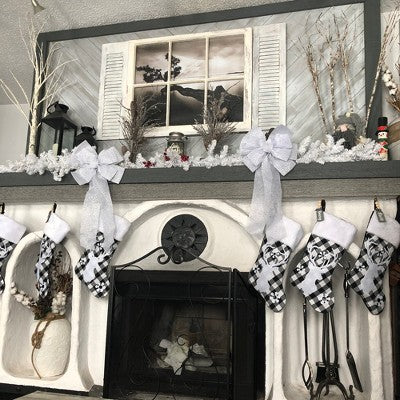  Northlight 20.5" Black And White Plaid Rustic Reindeer Snowflake Christmas Stocking