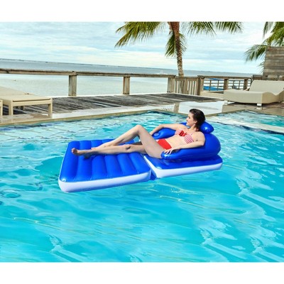  Northlight 74" Blue Convertible Lounge Chair Inflatable Swimming Pool Float