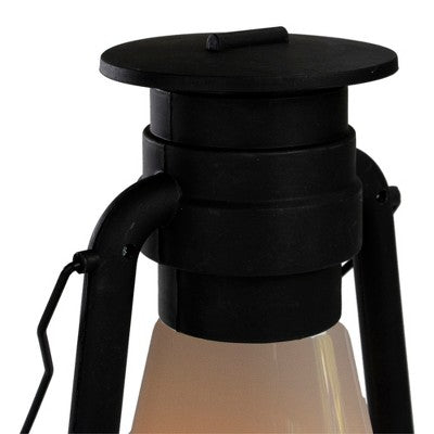  Northlight 12" Black Battery Operated Faux Flame LED Hurricane Lantern
