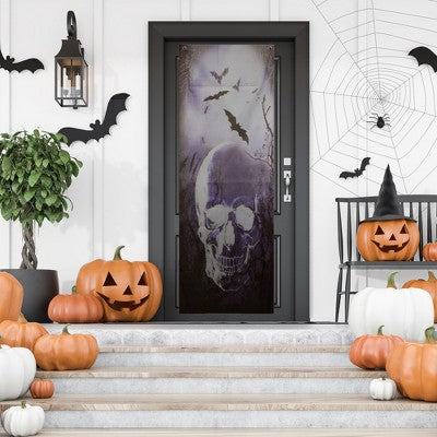  Northlight Spooky Graveyard With Skull And Bats Halloween Door Decoration - 70.75"