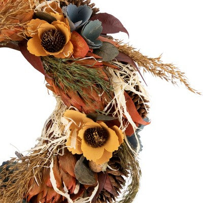  Northlight Sunflower And Straw Artificial Fall Harvest Wreath, 12-Inch, Unlit