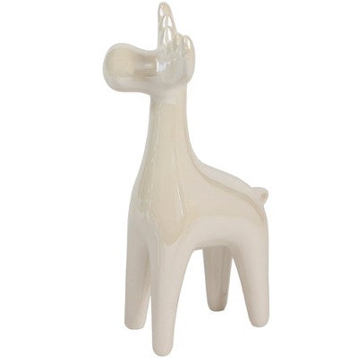  Northlight 5.5" Pearlized Cream Ceramic Moose Christmas Figure
