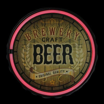  Northlight LED Craft Beer Bottle Cap Neon Lighted Wall Sign - 12.5" - Red