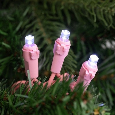  Northlight 100-Count Pure White LED Wide Angle Christmas Lights, 33ft Pink Wire