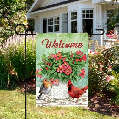  Northlight Welcome Cardinal Bird And Spring Bouquet Flag 28" X 40"