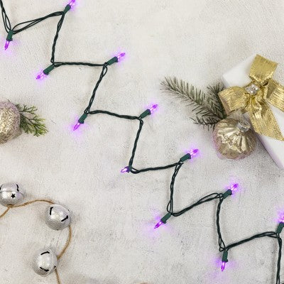  Northlight LED Mini Christmas Lights - Purple -33' Green Wire - 100ct