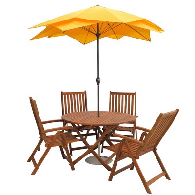  Northlight Round Outdoor Acacia Wood Folding Patio Dining Table 47" - Brown
