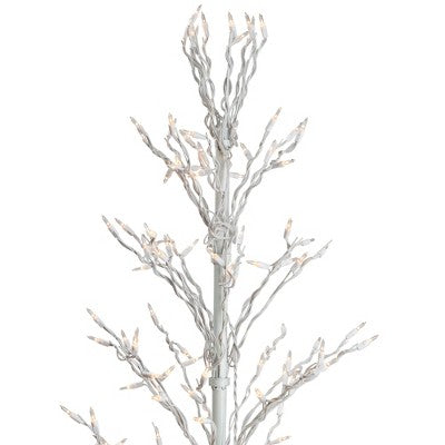  Northlight 6' Prelit Artificial Christmas Tree White Lighted Cascade Twig Outdoor Decoration - Clear Lights