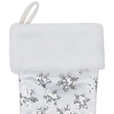  Northlight 19 White And Silver Sequin Snowflake Christmas Stocking