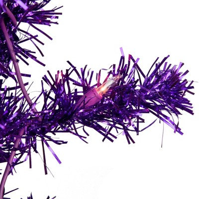  Northlight 6' Pre-Lit Purple Artificial Tinsel Christmas Tree, Clear Lights
