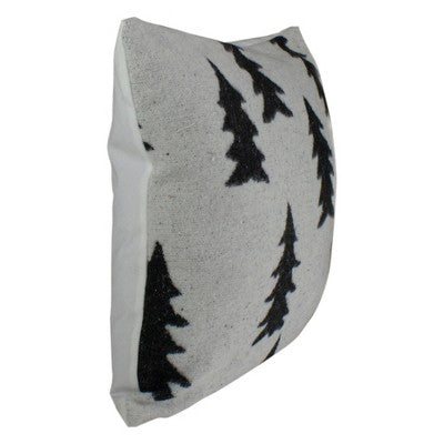  Northlight 18" White And Black Forest Trees Knit Christmas Throw Pillow