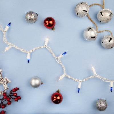  Northlight Mini Incandescent Christmas Lights - Blue And Clear - 7' White Wire - 35ct
