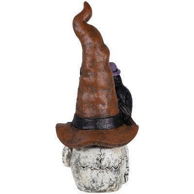  Northlight Skull In Witches Hat With Crow Halloween Decoration - 22.75"
