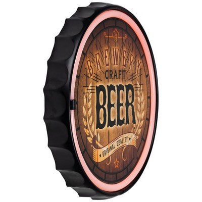  Northlight LED Craft Beer Bottle Cap Neon Lighted Wall Sign - 12.5" - Red