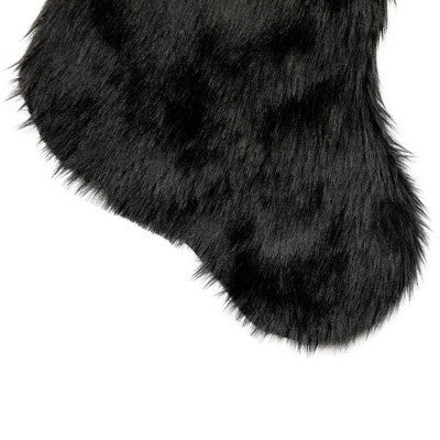  Northlight Sable Faux Fur Christmas Stocking With Pom Poms - 20.5" - Black