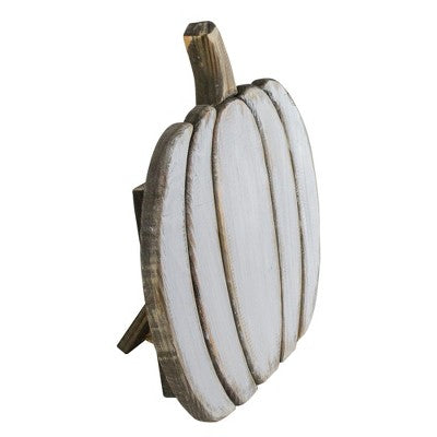  Northlight 13.75 White Wooden Pumpkin Fall Harvest Decoration