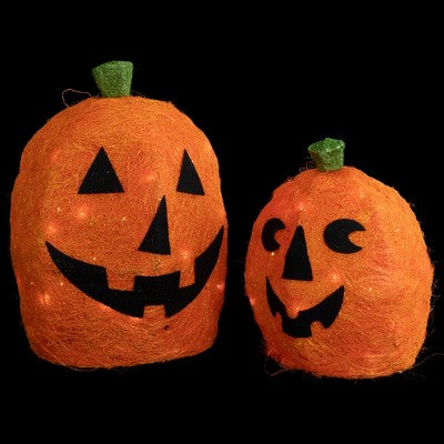  Northlight Lighted Sisal Jack O' Lanterns Outdoor Halloween Decorations - Set Of 2