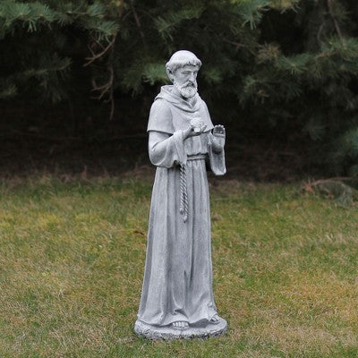  Northlight 28" St. Francis With Bird Outdoor Garden Statue