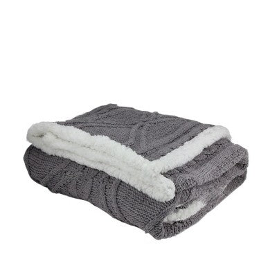  Northlight 50" X 60" Cable Knit Plush Throw Blanket - Gray/White