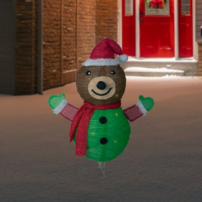  Northlight 25" Pop-up Bear Wearing Santa Hat Outdoor Christmas Decoration