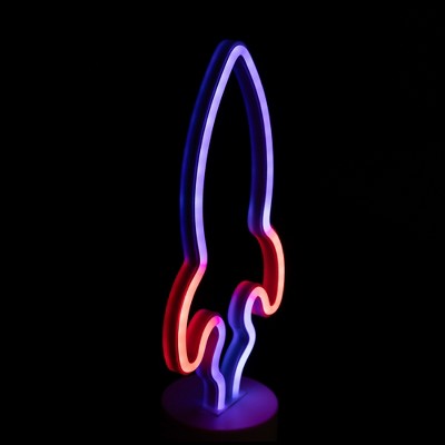  Northlight LED Rocket Ship Neon Table Light - 9" - Blue And Red