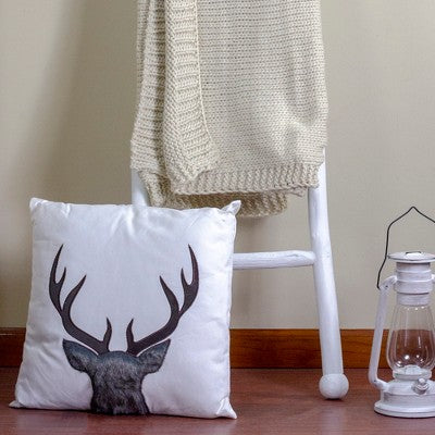  Northlight 17.5 White And Brown Faux Fur Reindeer Throw Pillow Cover