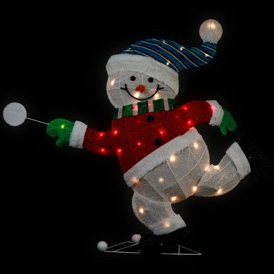  Northlight Lighted Snowman With Snowball Outdoor Christmas Decoration - 36.25" - Clear Lights