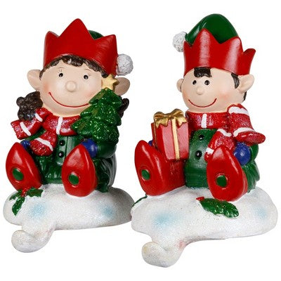  Northlight Festive Elves Christmas Stocking Holders - 5" - Set Of 2