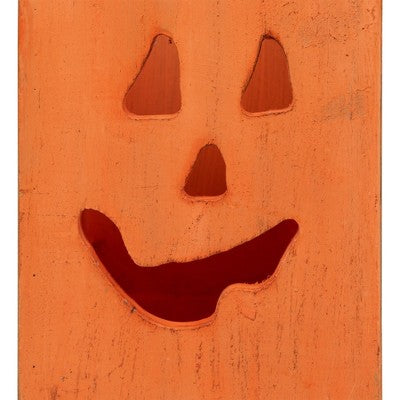  Northlight Small Orange Wood Jack O Lantern Halloween Candle Lantern - 6.25"