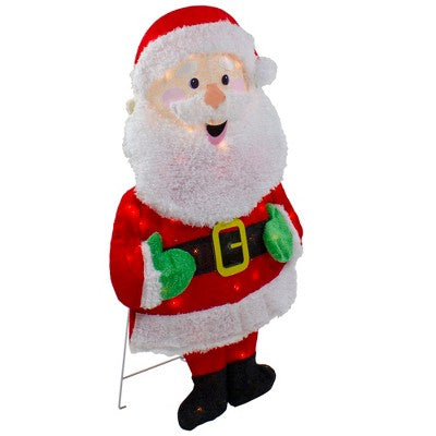  Northlight Lighted 2D Chenille Santa Outdoor Christmas Decoration - 32" - Warm White Lights
