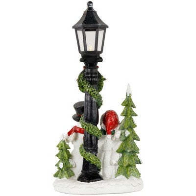  Northlight Glittered Snow Couple Under Lighted Street Lamp Christmas Decoration - 14"