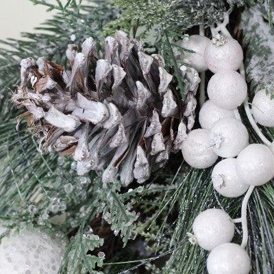  Northlight Frosted Mixed Pine And Pine Cone Artificial Christmas Wreath, 24-inch, Unlit