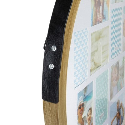  Northlight 28" Wooden Finish Round Collage With 12 Slots For Photos Wall Decor