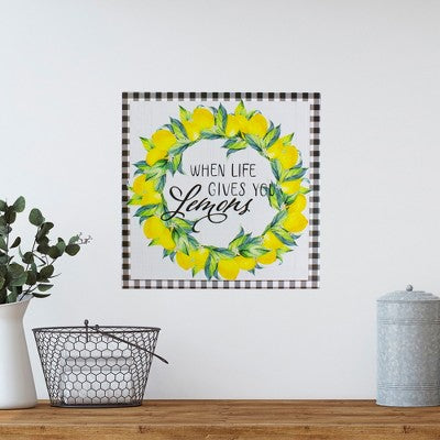  Northlight White And Black Gingham "When Life Gives You Lemons" Decorative Wall Art 13.75"