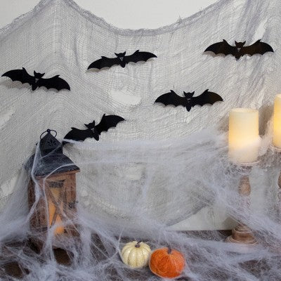  Northlight Tattered Gauze And Bats Halloween Decoration Kit - 9.75'