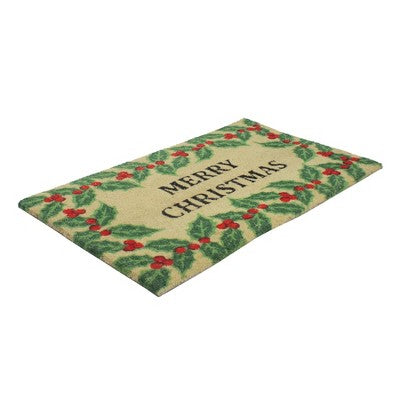  Northlight Natural Coir Holly Berries "Merry Christmas" Doormat 18" X 30"