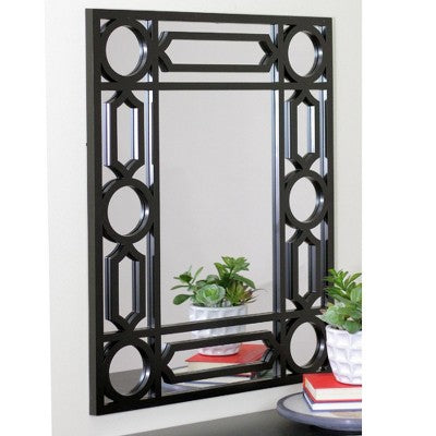  Northlight 29.5" Black Framed Geometric Style Rectangular Wall Mirror