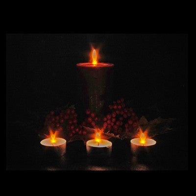  Northlight Red And Green LED Lighted Candles Christmas Canvas Wall Art 12" X 15.75"