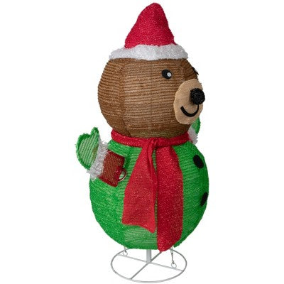  Northlight 25" Pop-up Bear Wearing Santa Hat Outdoor Christmas Decoration