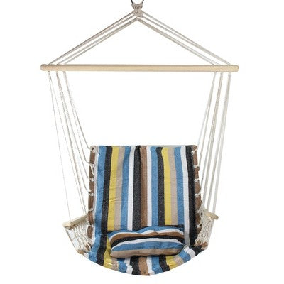  Northlight 37" Brown And Yellow Striped Outdoor Hammock Chair With Pillow