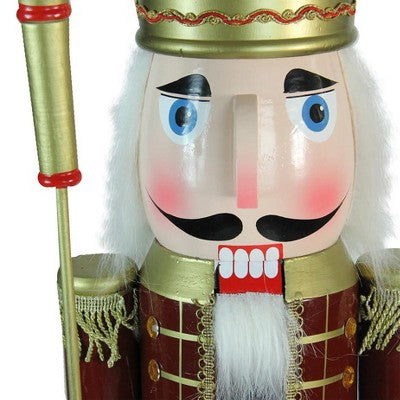  Northlight 48" Burgundy And White Wooden Christmas Nutcracker King With Scepter